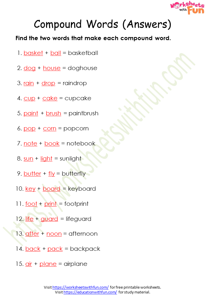 english-class-1-compound-words-worksheet-1-answers